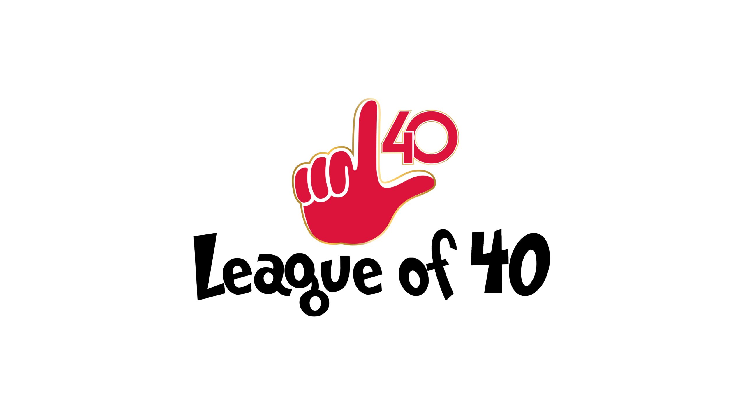Logo with a red hand making an 'L' shape, and text 'League of 40' below it.