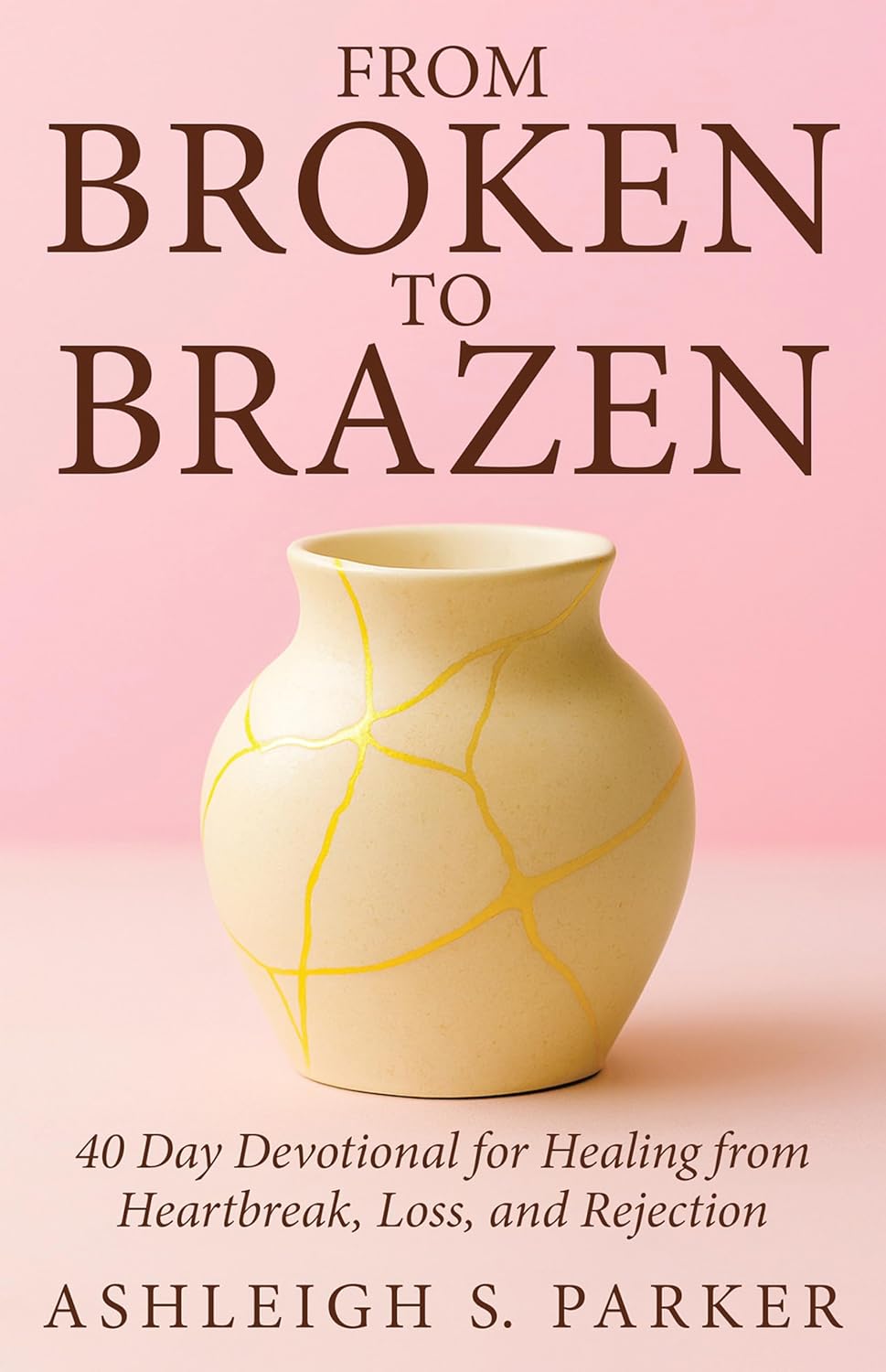 Book cover with a beige vase and pink background, title and author text, and subtitle about healing and heartbreak.