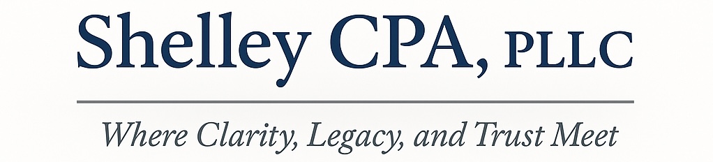 Shelley CPA, PLLC logo with tagline 'Where Clarity, Legacy, and Trust Meet'