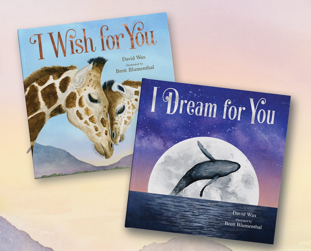 Two children's books with animal illustrations, one featuring a giraffe and the other a whale, on a light background.