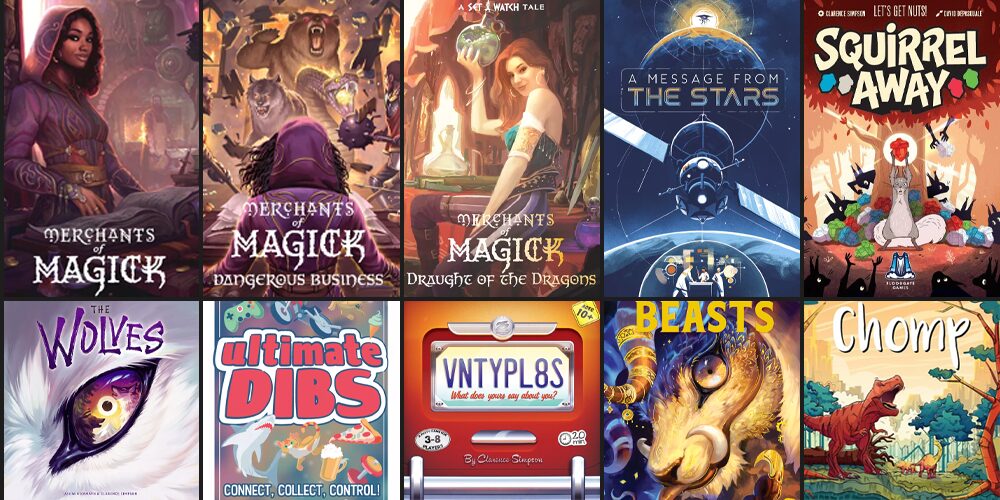 Thumbnail images of various book covers and a squirrel illustration, including titles like 'Merchants of Magic,' 'Beasts,' and 'Cherry.'