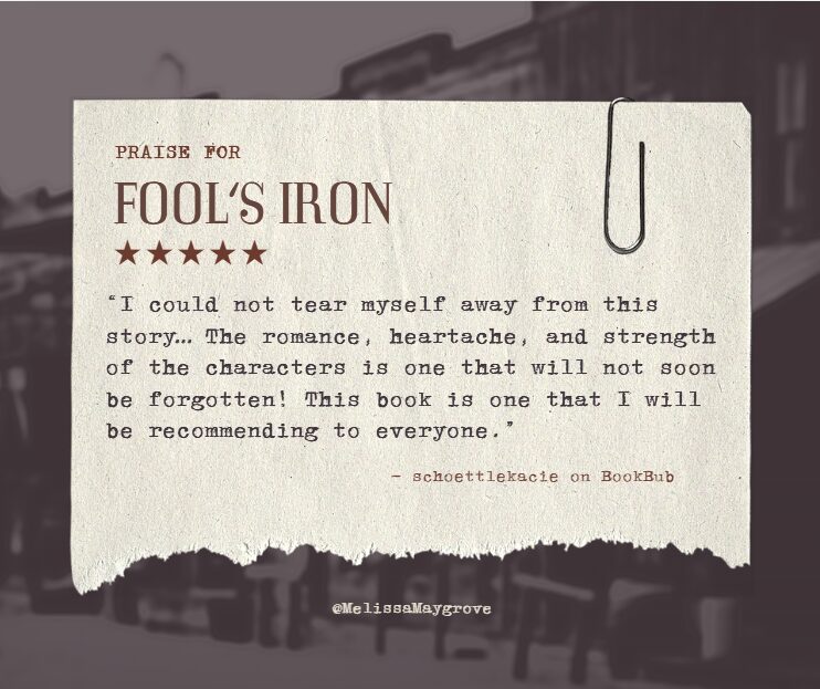 A torn piece of paper with a quote about 'Fool's Iron' and a paperclip, against a blurred background.