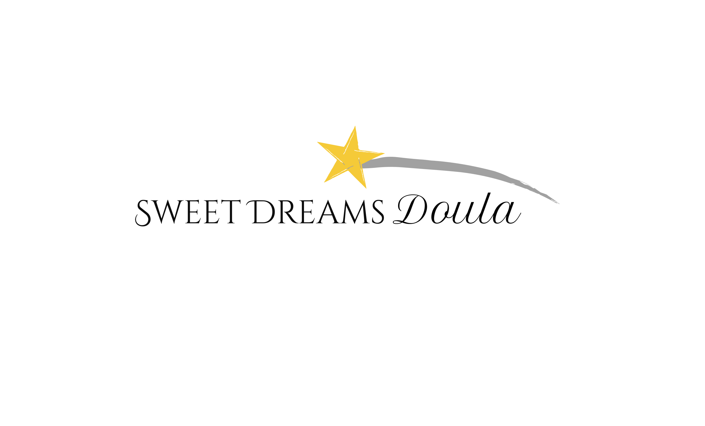 Black background with a yellow star and a gray shooting star trail, and the text 'Sweet Dreams' below.