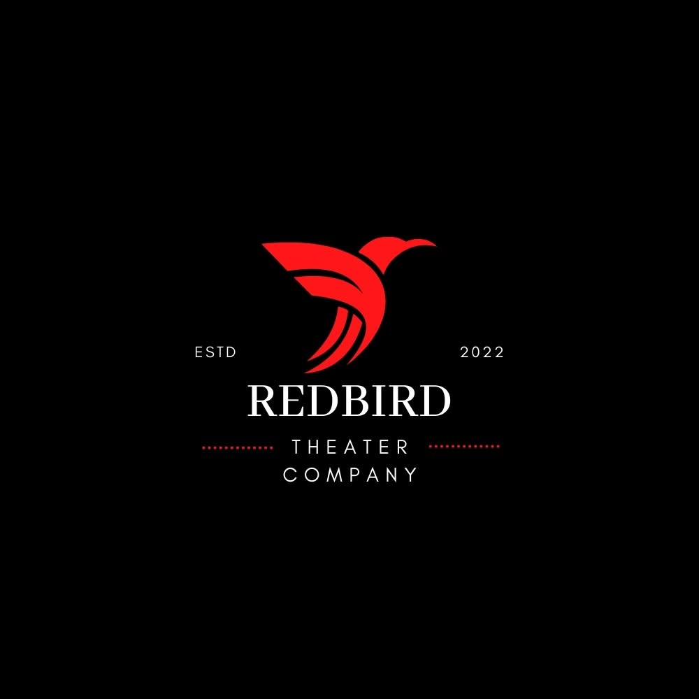 Redbird logo with text 'Redbird Theater Company' and 'ESTD 2022' on black background.