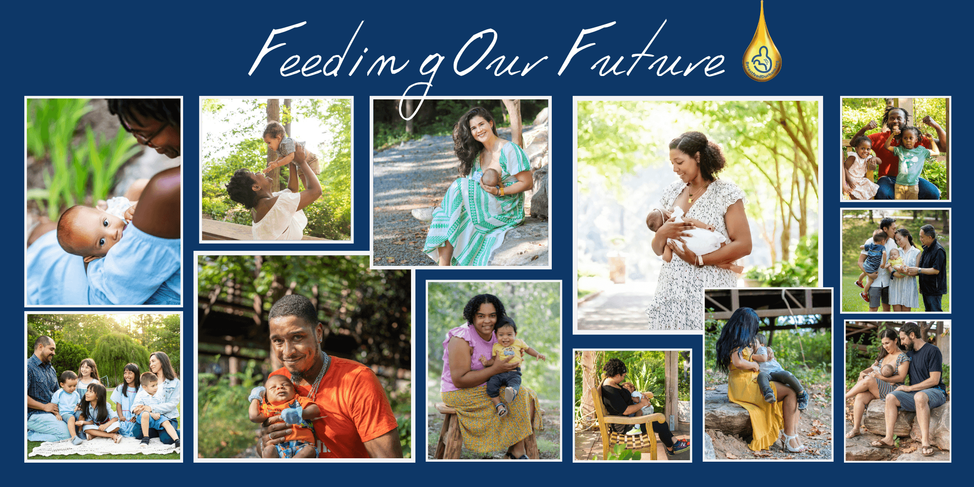Collage of people feeding children outdoors, with the text 'Feeding Our Future' at the top.